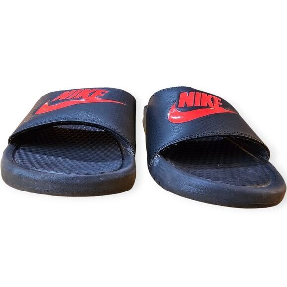 Nike Black Red Slides Womens 10 - Picture 2 of 6
